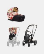 Carucior 2 in 1 Landou Priam Lux pentru căruciorul Priam Fashion Collections Spring Blossom Light + Cadru Carucior pentru Copii Priam Rosegold + Parte Sport Carucior Priam Fashion Collections Spring Blossom Light Beige Cybex Fashion - imagine 2