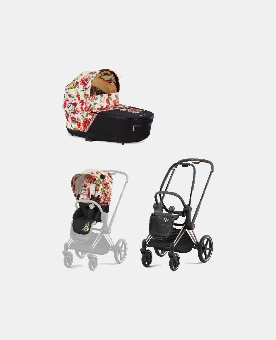 521002337-522000911-521002813.jpg Carucior 2 in 1 Landou Priam Lux pentru căruciorul Priam Fashion Collections Spring Blossom Light + Cadru Carucior pentru Copii Priam Rosegold + Parte Sport Carucior Priam Fashion Collections Spring Blossom Light Beige Cybex Fashion - imagine 1