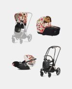 Carucior 3 in 1 Landou Priam Lux pentru căruciorul Priam Fashion Collections Spring Blossom Light + Cadru Carucior pentru Copii Priam Rosegold + Scoica Auto CLOUD T I-SIZE Spring Blossom Light | light beige + Parte Sport Carucior Priam Fashion Collections Spring Blossom Light Beige Cybex Fashion - imagine 2