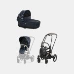 Carucior 2 in 1 Landou Priam Lux pentru căruciorul Priam Fashion Collections Jewels of Nature | dark blue + Cadru Carucior pentru Copii Priam Rosegold + Parte Sport Carucior Priam Fashion Collections Jewels of Nature Dark Blue Cybex Fashion