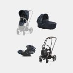 Carucior 3 in 1 Landou Priam Lux pentru căruciorul Priam Fashion Collections Jewels of Nature | dark blue + Cadru Carucior pentru Copii Priam Rosegold + Scoica Auto CLOUD T I-SIZE Jewels of Nature | dark blue + Parte Sport Carucior Priam Fashion Collections Jewels of Nature Dark Blue Cybex Fashion