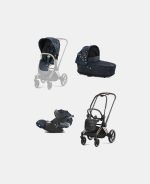 Carucior 3 in 1 Landou Priam Lux pentru căruciorul Priam Fashion Collections Jewels of Nature | dark blue + Cadru Carucior pentru Copii Priam Rosegold + Scoica Auto CLOUD T I-SIZE Jewels of Nature | dark blue + Parte Sport Carucior Priam Fashion Collections Jewels of Nature Dark Blue Cybex Fashion
