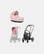Carucior 2 in 1 Landou Priam Lux pentru căruciorul Priam Fashion Collections Pale Blush + Cadru Carucior pentru Copii Priam Rosegold + Parte Sport Carucior Priam Fashion Collections Pale Blush Cybex Fashion