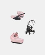Carucior 2 in 1 Landou Priam Lux pentru căruciorul Priam Fashion Collections Pale Blush + Cadru Carucior pentru Copii Priam Rosegold +Scoica Auto CLOUD T I-SIZE SIMPLY FLOWERS PINK | light pink Cybex Platinum