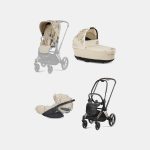 Carucior 3 in 1 Landou Priam Lux pentru căruciorul Priam Fashion Collections Nude Beige + Cadru Carucior pentru Copii Priam Rosegold + Scoica Auto CLOUD T I-SIZE SIMPLY FLOWERS BEIGE | mid beige + Parte Sport Carucior Priam Fashion Collections Nude Beige Cybex Fashion