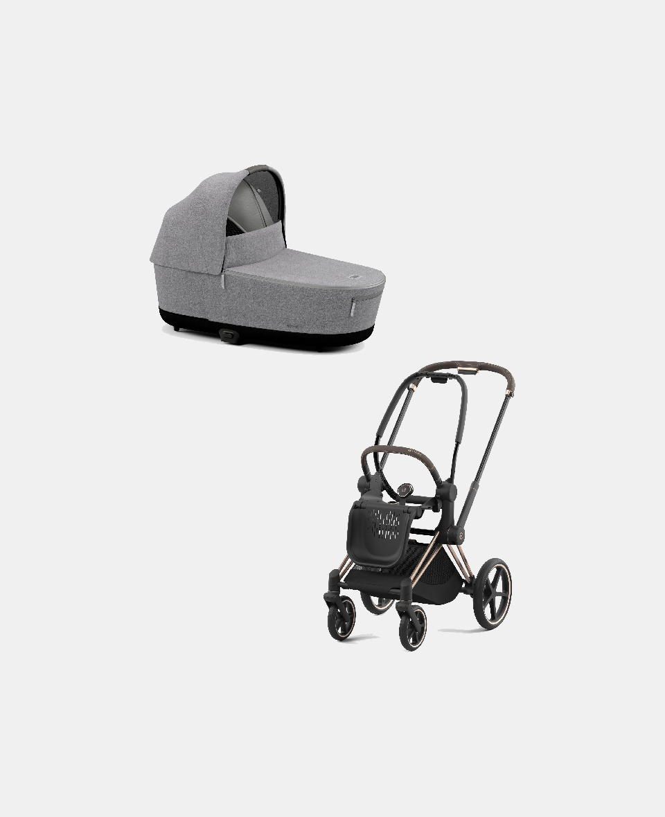 521002337-522000995.jpg Carucior Nou Nascut Priam: Cadru Carucior pentru Copii Priam Rosegold + Landou PRIAM Lux Manhattan Grey Plus Cybex Platinum - imagine 1