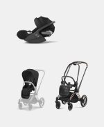 Carucior 2 in 1 : Cadru Carucior pentru Copii Priam Rosegold + Parte Sport Carucior Priam Sepia Black + Scoică Auto pentru Copii Cloud T i-Size Comfort Sephia Black Cybex Platinum - imagine 2