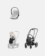 Carucior 2 in 1 : Cadru Carucior pentru Copii Priam Rosegold + Parte Sport Carucior Priam Off White + Scoică Auto pentru Copii Cloud T i-Size Plus Platinum White Cybex Platinum - imagine 2