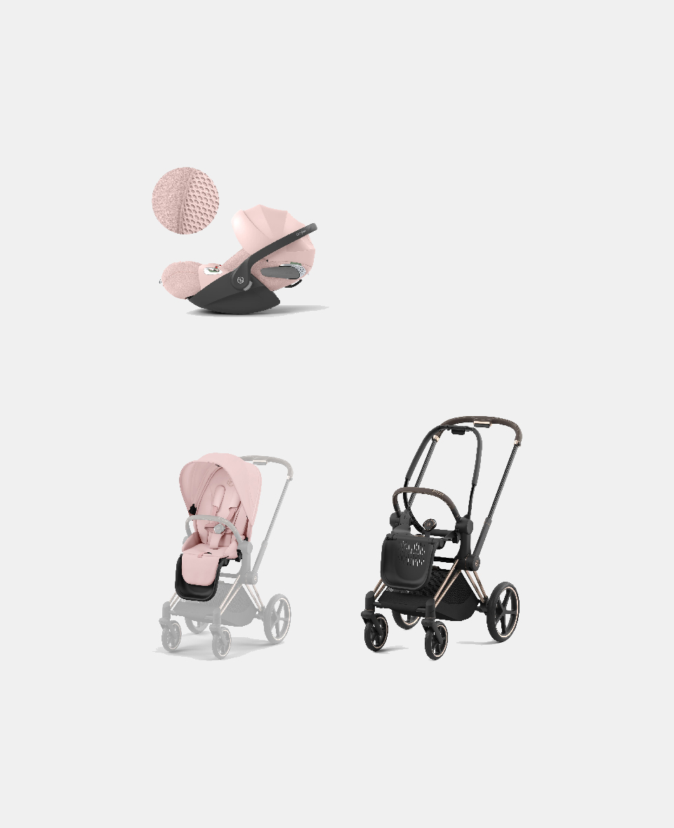 521002337-523000763-523000250.jpg Carucior 2 in 1 : Cadru Carucior pentru Copii Priam Rosegold+ Parte Sport Carucior Priam Peach Pink + Scoică Auto pentru Copii Cloud T i-Size Plus Peach Pink Cybex Platinum - imagine 1