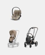 Carucior 2 in 1 Cadru Carucior pentru Copii Priam Rosegold + Parte Sport Carucior Priam Cozy Beige + Scoică Auto pentru Copii Cloud T i-Size Plus Cozy Beige Cybex Platinum - imagine 2