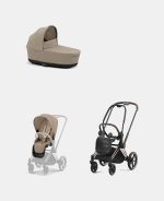 Carucior 2 in 1 Cadru Carucior pentru Copii Priam Rosegold + Landou PRIAM Lux Cozy Beige + Parte Sport Carucior Priam Cozy Beige Cybex Platinum - imagine 2