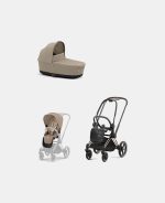 Carucior 2 in 1 Cadru Carucior pentru Copii Priam Rosegold + Landou PRIAM Lux Cozy Beige + Parte Sport Carucior Priam Cozy Beige Cybex Platinum