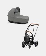 Carucior Nou Nascut Electric E-Priam: Cadru Cărucior pentru Copii e-Priam Chrome Brown + Landou PRIAM Lux Soho Grey Cybex Platinum - imagine 2