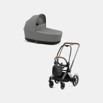 Carucior Nou Nascut Electric E-Priam: Cadru Cărucior pentru Copii e-Priam Chrome Brown + Landou PRIAM Lux Soho Grey Cybex Platinum