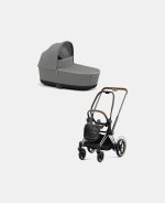 Carucior Nou Nascut Electric E-Priam: Cadru Cărucior pentru Copii e-Priam Chrome Brown + Landou PRIAM Lux Soho Grey Cybex Platinum