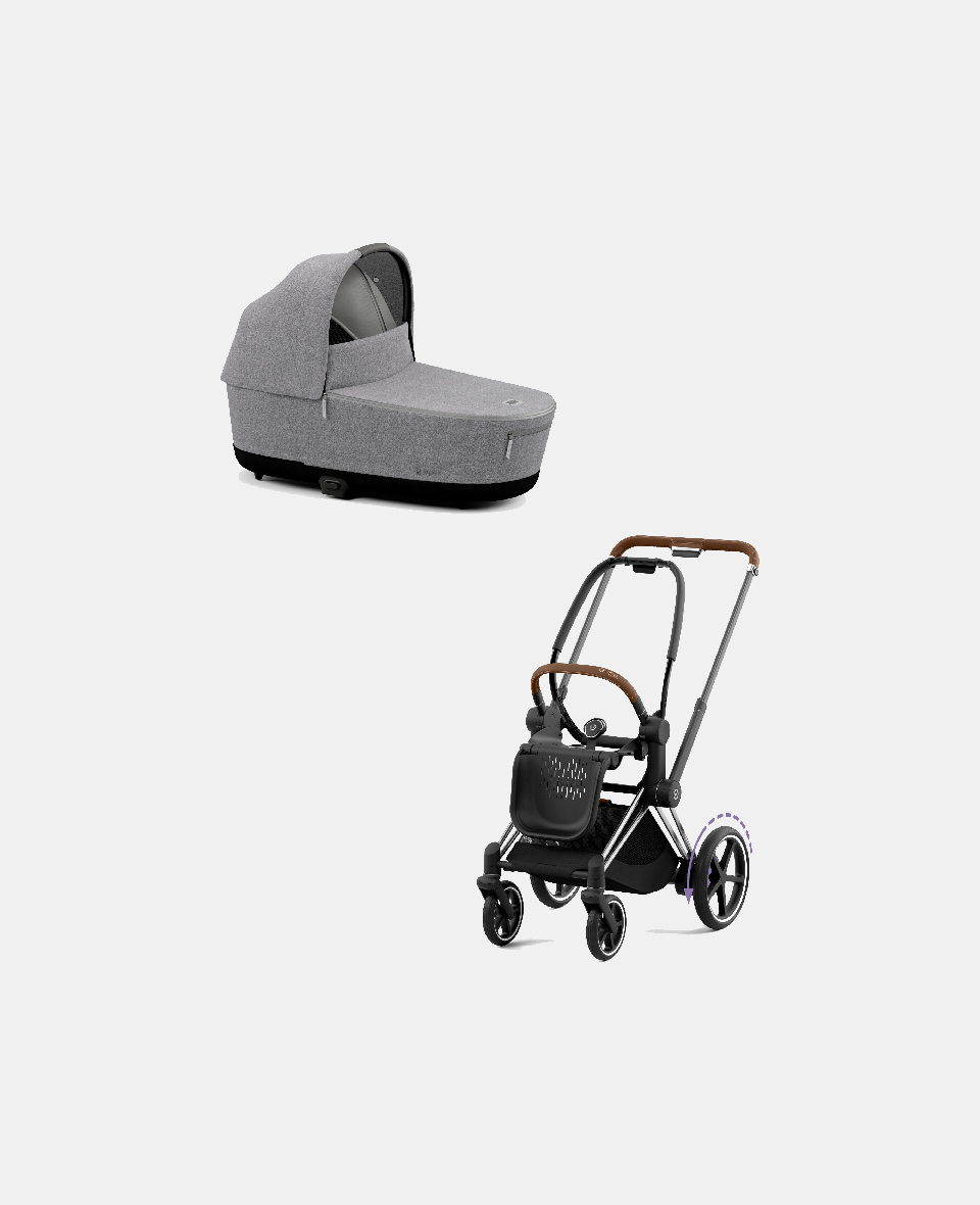 521002349-522000995.jpg Carucior Nou Nascut Electric E-Priam: Cadru Cărucior pentru Copii e-Priam Chrome Brown + Landou PRIAM Lux Manhattan Grey Plus Cybex Platinum - imagine 1