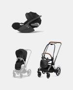 Carucior 2 in 1 Cadru Cărucior pentru Copii e-Priam Chrome Brown + Parte Sport Carucior Priam Sepia Black + Scoică Auto pentru Copii Cloud T i-Size Comfort Sephia Black Cybex Platinum Cybex Platinum - imagine 2