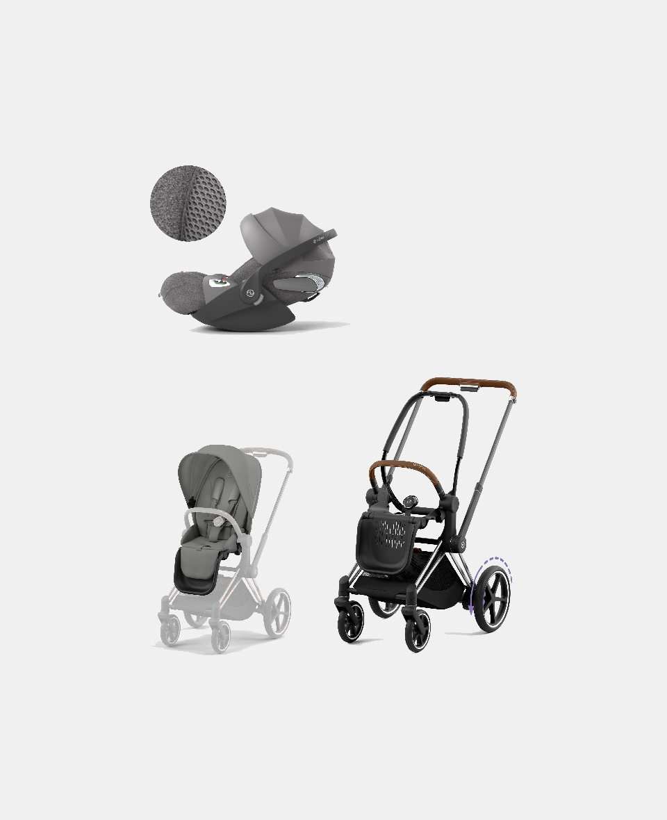 521002349-523000743-523000238.jpg Carucior 2 in 1 Cadru Cărucior pentru Copii e-Priam Chrome Brown + Parte Sport Carucior Priam Mirage Grey + Scoică Auto pentru Copii Cloud T i-Size Plus Mirage Grey Cybex Platinum Cybex Platinum - imagine 1