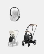Carucior 2 in 1 Cadru Cărucior pentru Copii e-Priam Chrome Brown + Parte Sport Carucior Priam Off White + Scoică Auto pentru Copii Cloud T i-Size Plus Platinum White Cybex Platinum Cybex Platinum - imagine 2