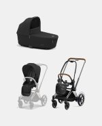 Carucior 2 in 1 Cadru Cărucior pentru Copii e-Priam Chrome Brown + Landou PRIAM Lux Sepia Black Cybex Platinum + Parte Sport Carucior Priam Sepia Black Cybex Platinum - imagine 2