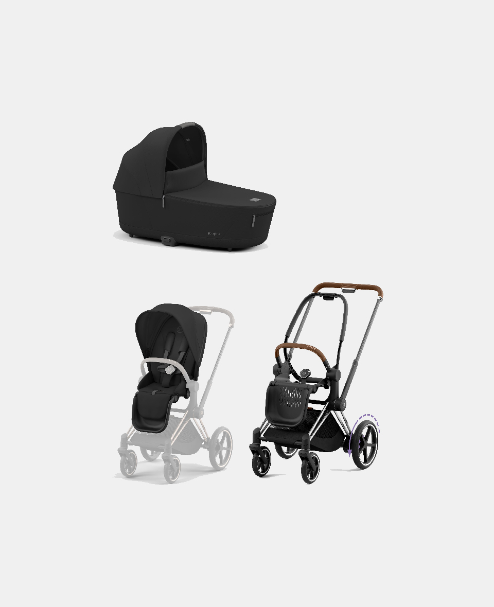 521002349-523000799-523000733.jpg Carucior 2 in 1 Cadru Cărucior pentru Copii e-Priam Chrome Brown + Landou PRIAM Lux Sepia Black Cybex Platinum + Parte Sport Carucior Priam Sepia Black Cybex Platinum - imagine 1