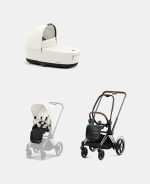 Carucior 2 in 1 Cadru Cărucior pentru Copii e-Priam Chrome Brown + Landou PRIAM Lux Off White + Parte Sport Carucior Priam Off White Cybex Platinum - imagine 2
