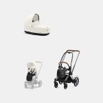 Carucior 2 in 1 Cadru Cărucior pentru Copii e-Priam Chrome Brown + Landou PRIAM Lux Off White + Parte Sport Carucior Priam Off White Cybex Platinum