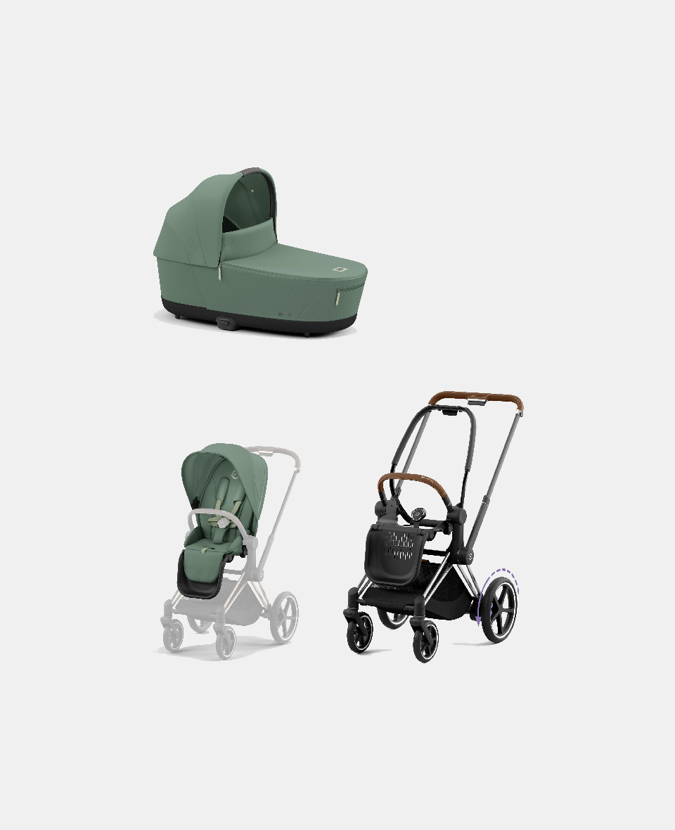 521002349-523000839-523000773.jpg Carucior 2 in 1 Cadru Cărucior pentru Copii e-Priam Chrome Brown + Landou PRIAM Lux Leaf Green + Parte Sport Carucior Priam Leaf Green Cybex Platinum - imagine 1