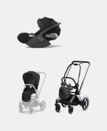 Carucior 2 in 1 Cadru Cărucior pentru Copii e-Priam Chrome Black + Parte Sport Carucior Priam Sepia Black + Scoică Auto pentru Copii Cloud T i-Size Comfort Sephia Black Cybex Platinum  Cybex Platinum - imagine 2
