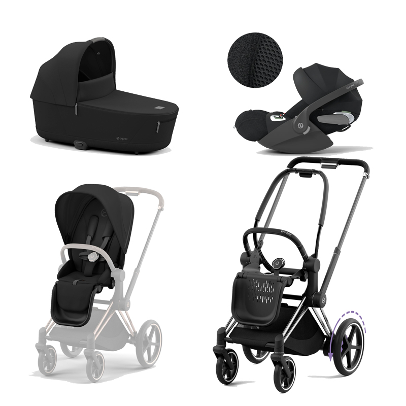 521002357-523000733-523000799-523000232.jpg Carucior 3 in 1 Cadru Cărucior pentru Copii e-Priam Chrome Black + Parte Sport Carucior Priam Sepia Black + Landou PRIAM Lux Sepia Black + Scoică Auto pentru Copii Cloud T i-Size Plus Sephia Black Cybex Platinum - imagine 1