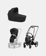 Carucior 2 in 1 Cadru Cărucior pentru Copii e-Priam Chrome Black + Landou PRIAM Lux Sepia Black + Parte Sport Carucior Priam Sepia Black Cybex Platinum - imagine 2