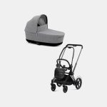 Carucior Nou Nascut Electric E-Priam: Cadru Cărucior pentru Copii e-Priam Matt + Landou PRIAM Lux Manhattan Grey Plus Cybex Platinum