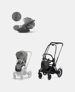 Carucior 2 in 1 Cadru Cărucior pentru Copii e-Priam Matt + Parte Sport Carucior Priam Mirage Grey + Scoică Auto pentru Copii Cloud T i-Size Plus Mirage Grey Cybex Platinum Cybex Platinum - imagine 2