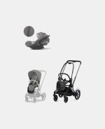 Carucior 2 in 1 Cadru Cărucior pentru Copii e-Priam Matt + Parte Sport Carucior Priam Mirage Grey + Scoică Auto pentru Copii Cloud T i-Size Plus Mirage Grey Cybex Platinum Cybex Platinum