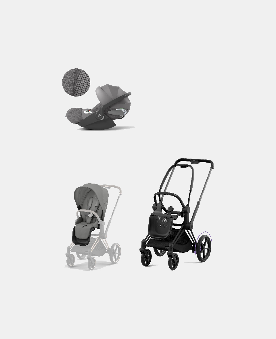 521002365-523000743-523000238.jpg Carucior 2 in 1 Cadru Cărucior pentru Copii e-Priam Matt + Parte Sport Carucior Priam Mirage Grey + Scoică Auto pentru Copii Cloud T i-Size Plus Mirage Grey Cybex Platinum Cybex Platinum - imagine 1