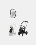 Carucior 2 in 1 Cadru Cărucior pentru Copii e-Priam Matt + Parte Sport Carucior Priam Off White + Scoică Auto pentru Copii Cloud T i-Size Plus Platinum White Cybex Platinum Cybex Platinum