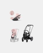 Carucior 2 in 1 Cadru Cărucior pentru Copii e-Priam Matt + Parte Sport Carucior Priam Peach Pink + Scoică Auto pentru Copii Cloud T i-Size Plus Peach Pink Cybex Platinum Cybex Platinum
