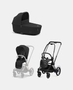 Carucior 2 in 1 Cadru Cărucior pentru Copii e-Priam Matt Black + Landou PRIAM Lux Sepia Black + Parte Sport Carucior Priam Sepia Black Cybex Platinum - imagine 2