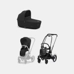 Carucior 2 in 1 Cadru Cărucior pentru Copii e-Priam Matt Black + Landou PRIAM Lux Sepia Black + Parte Sport Carucior Priam Sepia Black Cybex Platinum