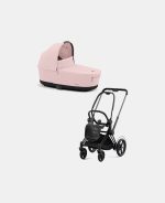 Carucior Nou Nascut Electric E-Priam: Cadru Cărucior pentru Copii e-Priam Matt Cybex + Landou PRIAM Lux Peach Pink Cybex Platinum