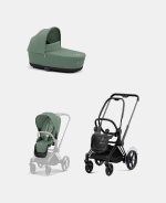 Carucior 2 in 1 Cadru Cărucior pentru Copii e-Priam Matt + Landou PRIAM Lux Leaf Green + Parte Sport Carucior Priam Leaf Green Cybex Platinum - imagine 2