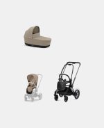 Carucior 2 in 1 Cadru Cărucior pentru Copii e-Priam Matt + Landou PRIAM Lux Cozy Beige + Parte Sport Carucior Priam Cozy Beige Cybex Platinum