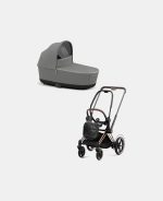 Carucior Nou Nascut Electric E-Priam: Cadru Cărucior pentru Copii e-Priam Rosegold + Landou PRIAM Lux Soho Grey Cybex Platinum