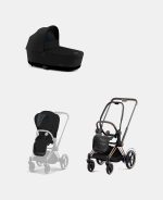 Carucior 2 in 1 Cadru Cărucior pentru Copii e-Priam Rosegold + Landou PRIAM Lux Stardust Black Plus + Parte Sport Carucior Priam Stardust Black Plus Cybex Platinum - imagine 2