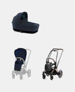 Carucior 2 in 1 Cadru Cărucior pentru Copii e-Priam Rosegold + Landou PRIAM Lux Midnight Blue Plus + Parte Sport Carucior Priam Midnight Blue Plus Cybex Platinum - imagine 2