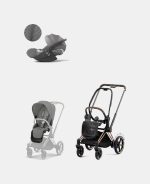 Carucior 2 in 1 Cadru Cărucior pentru Copii e-Priam Rosegold + Parte Sport Carucior Priam Mirage Grey + Scoică Auto pentru Copii Cloud T i-Size Plus Mirage Grey Cybex Platinum Cybex Platinum - imagine 2