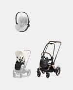 Carucior 2 in 1 Cadru Cărucior pentru Copii e-Priam Rosegold + Parte Sport Carucior Priam Off White + Scoică Auto pentru Copii Cloud T i-Size Plus Platinum White Cybex Platinum Cybex Platinum - imagine 2