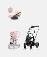 Carucior 2 in 1 Cadru Cărucior pentru Copii e-Priam Rosegold + Parte Sport Carucior Priam Peach Pink + Scoică Auto pentru Copii Cloud T i-Size Plus Peach Pink Cybex Platinum Cybex Platinum - imagine 2