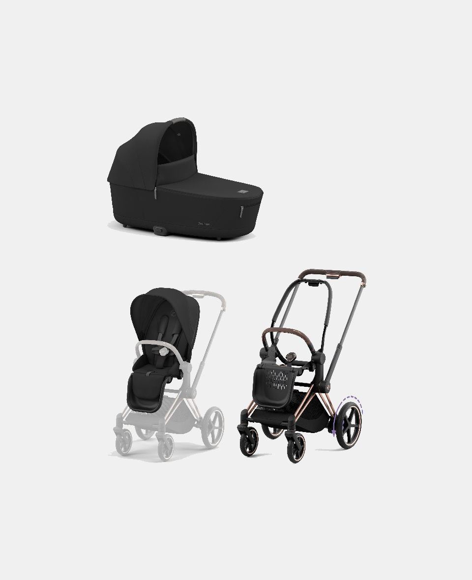 521002373-523000799-523000733.jpg Carucior 2 in 1 Cadru Cărucior pentru Copii e-Priam Rosegold + Landou PRIAM Lux Sepia Black Cybex Platinum + Parte Sport Carucior Priam Sepia Black - imagine 1