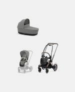 Carucior 2 in 1 Cadru Cărucior pentru Copii e-Priam Rosegold + Landou PRIAM Lux Mirage Grey + Parte Sport Carucior Priam Mirage Grey Cybex Platinum